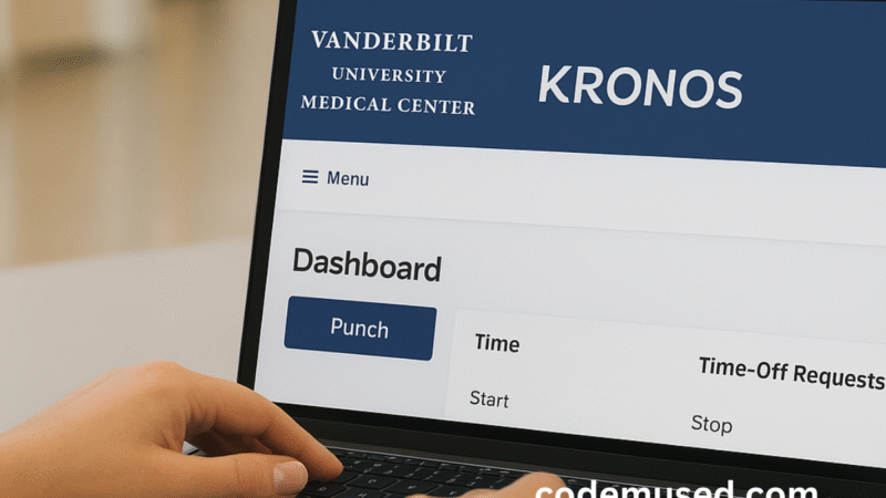 VUMC Kronos dashboard on laptop at Vanderbilt University Medical Center